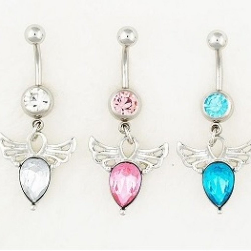 Navel Piercing ~ Flying Angel Wings ~ Crystal ~ 3 Colors